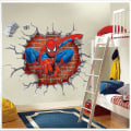 Miniatyrbild 1 av 2: 3D tecknade Spiderman väggdekaler superhjälte för pojkar Barnrum