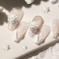 Miniatyrbild 4 av 5: CDQ Nagelkonst 3D Harts Vit Rosblomma Design Aurora Kronblad Nagelform9