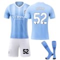 Miniatyrbild 1 av 2: Manchester City Hemmafotbollströja Barn & Vuxen 23-24 Jersey Nummer 52 Oscar Bobb Add sock #16