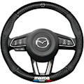 Miniatyrbild 1 av 5: Mazda-rattskydd, specialanpassat, premiumläder med kolfiberstruktur och logotyp, halkfritt, ventilerande, tillbehör till Mazda