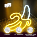 Miniatyrbillede 3 af 4: Banan Neon Skilt Gul Hvid Banan Neonlys Frugt LED