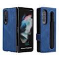 Miniatyrbillede 1 af 4: Fuld beskyttelse etui med magnetisk læder kompatibel med Samsung Galaxy Z Fold 3 med kortholder stativ. Blå