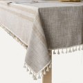Pikkukuva 1 / 4: GroupM Elegant bomulls- och linneduk, tvättbar bordsduk, picknickduk (asymmetrisk - kaffe, 140 x 180 cm)