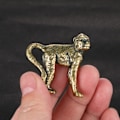 Miniatyrbillede 2 af 5: Massiv messing, lang hale, abefigur Miniatyr te, kæledyrs håndværk D
