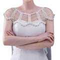Miniatyrbild 1 av 11: Simulerad Pärla för Rhinestone Beading Bib Halsband Kvinnor Bröllop Brud Handgjorda Smycken Kropp Axelbälte Sjal Krage Sele Kostym Tillbehör