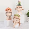 Miniatyrbilde 5 av 10: Søte planter blomsterpotte harpiks sukkulent potter blomstervaser liten jente null - D