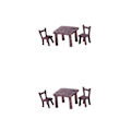 Miniatyrbilde 3 av 5: 1/2/3 Bord og Stoler Sett Håndmalt Dekor for Mikrolandskap Brun 2Set