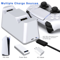Miniatyrbilde 3 av 5: PS5-ladestasjon, ladestasjon for PS5-kontroller med justerbart lys, hurtigladdingsdokk for Playstation 5-kontroller, PS5-ladestasjon for Dualsense-kontroller playstation 5-system