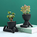 Miniatyrbillede 3 af 3: Blomsterpotte i mini-menneskeform i keramik til sukkulenter Style5 Style5