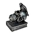 Miniatyrbillede 1 af 5: Gotisk Halloween Kranie Raavn Statue Harpiks Dekorativ Skulptur T Sort