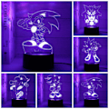 Pikkukuva 2 / 5: 3D Sonic USB-yövalo - Tunnelmavalo Värikäs Musta jalusta: Värikäs 5