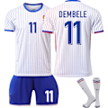 Miniatyrbillede 1 af 2: Frankrig 2024 trøje fodboldtrøje UEFA Euro udgave hjem børn voksen sæt nr. 11 DEMBELE With socks XL