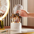 Miniatyrbillede 5 af 5: 360° roterende makeupbørsteholder - Bærbar skrivebordsmakeup-arrangør - Gul - One size Yellow one size