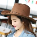 Miniatyrbilde 2 av 5: Western cowboyhatt bøyd brem utendørs småbarn solhatt ferie Brun 56-58cm