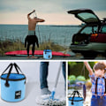 Miniatyrbillede 3 af 3: 20L Foldbar Spand Ude Camping Fiske Spand Bilvask Sort