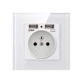 Miniatyrbilde 1 av 5: Stikkontakt med dobbel USB-lader – kompatibel med iPhone/Android – 1 stk