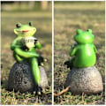 Miniatyrbillede 5 af 5: Siddende grøn frøstatue, frøhavedekorationsstatuer til gård og have