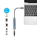 Miniatyrbild 5 av 5: USB Ethernet-adapter med USB 3.0 Hub 3-ports USB Hub, USB-delare för höghastighetsdataöverföring för bärbar dator, mobil hårddisk