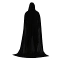 Miniatyrbillede 1 af 5: Unisex lang kappe med hætte i fløjl, sort, 110cm 110cm