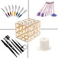 Miniatyrbillede 3 af 5: Elegant luksus firkantet krystal makeup organizer til læbeblyanter, øjenpuder, (guld) (b-2-v)