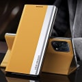 Miniatyrbillede 2 af 4: För Oppo Find X5 Pro Galvaniseret PU Etui Stativ Magnetisk Absorption Cover Gul