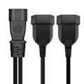Pikkukuva 3 / 5: 32 cm 3-napainen IEC320-C14 urosliitin 2x EU4.0mm naarasadapterikaapeli Y-jakaja Virta