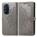 Miniatyrbild 2 av 5: Fodral för Motorola Edge X30 Cover Emboss Mandala Läderplånbok Magnetisk Flip Case Korthållare - Grön Grå A