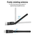 Miniatyrbillede 8 af 8: MT7601 Mini USB WiFi-adapter 150 Mbps trådløst netværkskort RTL8 Black RTL8188 Chip Black RTL8188 Chip
