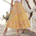 Miniatyrbillede 5 af 5: Dame Skjørt med Print, Asymmetrisk Kant, Boho A-Linje, Lang M CDQ