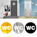 Miniatyrbild 2 av 11: Toalettskyltar Självhäftande Badrumsskyltar Tjock Akryl Runda WC-Dekaler för Dörr Guld