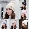 Miniatyrbillede 3 af 7: Vinter Tyk Varm Hue Forældre Barn Varm Strikket Vinter Hue Khaki one size Khaki one size