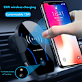 Miniatyrbillede 2 af 3: Trekantet automatisk fastspænding 10W hurtigopladning luftventil mobiltelefonholder infrarød sensor kompatibel med iPhone 11 Pro