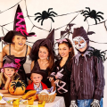 Miniatyrbillede 5 af 5: 2 store Halloween-edderkopper 30 cm sorte edderkopper med røde øjne Skræmmende