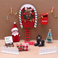 Miniatyrbillede 1 af 5: Juledukkehus Rød Grøn Regnbue Dør Juledekoration Elf