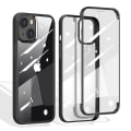 Miniatyrbillede 2 af 5: Reptåligt dobbeltsidet hærdet glas+TPU kant telefonetui Telefonskærm til Iphone 13 6,1 tommer Sort