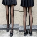 Miniatyrbillede 2 af 10: Preppy Style Kvinders Lolita Silkeblød Transparent Strømpebukser Sorte Side Bred Vertikal Stribet Sømme Gennemsigtige Strømpebukser Strømper Sexy Underundertøj Club Wear