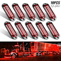 Miniatyrbillede 1 af 5: 10X 4-LED grøn sidemarkering lys til trailer, lastbil, RV, vandtæt 12V/24V, rød