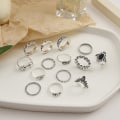 Miniatyrbild 3 av 5: 14 st/ set Silverfärgad Vintage Fingerringar Damknut