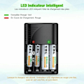 Miniatyrbillede 4 af 5: Universal batterioplader til AA/AAA/9V, 6802 hurtigoplader til AA/AAA eller 9V NI-MH genopladelige batterier, med LED-indikator, verdensomspændende spænding...