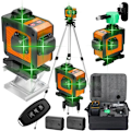 Miniatyrbillede 1 af 5: Laser Niveau, 4D 16 Linjer Laser Niveau 3° Nivelleringsværktøj med Selvnivellerende Funktion, Løfteplatform, Fjernbetjening og 2 Batterier, Orange