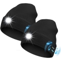 Pikkukuva 1 / 5: Bluetooth-pipo valolla, USB-ladattava LED-otsalamppu talvipipo, lämmin neulottu pipo miehille naisille isälle äidille