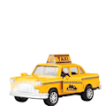 Miniatyrbillede 1 af 4: Taxilegetøj til børn, Yellow Cab Staden New York Taxilegetøj Diecast Modelbil med Træk-og-Slip Action til småbørn
