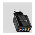 Miniatyrbillede 3 af 4: USB Væglader med 4 porte, 15W Multi-Port Rejseadapter - Sort