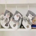 Miniatyrbillede 2 af 3: 3 stk julepyntstrømper Nissegodtepose Træpynt Grå 3stk Gray 3pcs