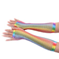 Miniatyrbild 1 av 11: Fingerlösa Mesh-Handskar för Kvinnor 80-tal Långa Mesh Mesh Gradient Regnbågsvantar