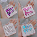 Miniatyrbillede 3 af 8: 10 stk/æske Cat Eye Toe Falske Negle Korte Firkantede Tryk på Negle til Pink onesize Pink onesize
