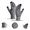 Miniatyrbillede 7 af 7: Vinterstrikkede varme handsker Tykke ensfarvede varme Touch Warm Ridi GRÅ OneSize GRAY OneSize