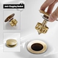 Miniatyrbilde 2 av 3: Pop-up vaskepropp uten overløp, messing vaskepropp, pop-up avløpsstopper