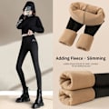 Miniatyrbillede 7 af 8: Foret leggings, yderbeklædning til kvinder, tynd fløjl med høj talje C XL C XL