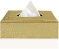 Stylish Tissue Box Holder in PU Leather, Modern Rectangular Napkin Holder Paper Dispenser (Golden Flash)